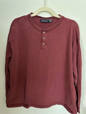 Basic Editions Men's Long-Sleeve Henley in Wine